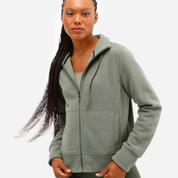 Jaqueta feminina de fleece gola alta esportiva verde