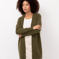 Cardigan alongado de tricot verde