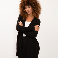 Cardigan alongado de tricot preto