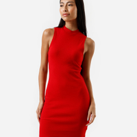 Vestido curto feminino de algodão canelado vermelho