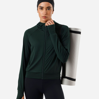 Jaqueta feminina com capuz esportiva verde