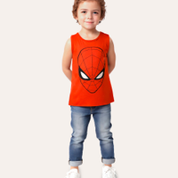 Regata infantil de algodão homem aranha vermelha