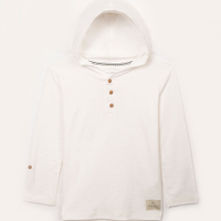 Camiseta infantil de algodão flamê com capuz off white
