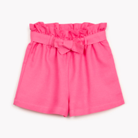 Short infantil de viscose clochard com faixa rosa