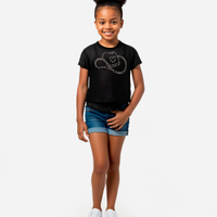 Blusa de tule good vibes brilho manga curta preta