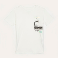 Camiseta de algodão infantil basquete manga curta branca