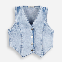 Colete jeans infantil com botões azul