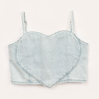 Cropped jeans infantil de coração azul claro