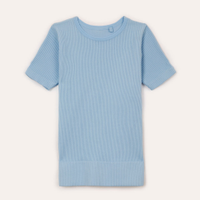 Blusa infantil de poliamida canelada manga curta azul