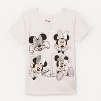 Camiseta de algodão infantil Minnie off white