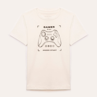Camiseta de algodão infantil game off white