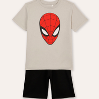 Conjunto de algodão infantil homem aranha cinza