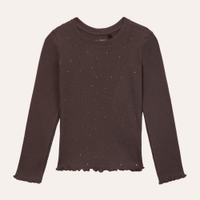 Camiseta de algodão manga longa strass cinza