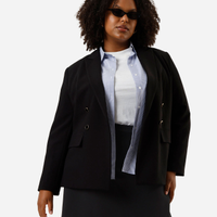 Blazer de alfaiataria com ombreiras plus size preto