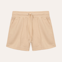 Short de moletom infantil com nervura bege
