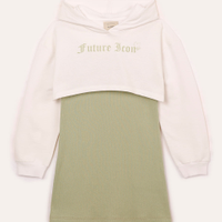 Vestido de algodão com sobreposição infantil verde
