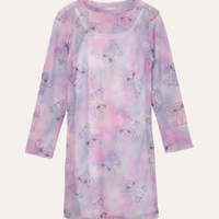 Vestido de tule manga longa infantil tie dye stitch colorido