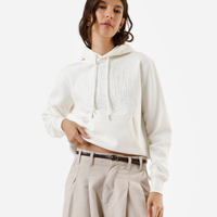 Blusão de moletom stitch com capuz off white
