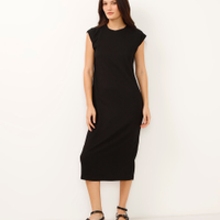 Vestido midi muscle tee texturizado preto
