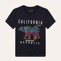 Camiseta de algodão infantil califórnia azul marinho