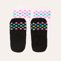 Kit de 2 pares de meias invisível corações olorido