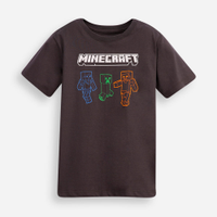 Camiseta infantil minecraft de algodão manga curta cinza
