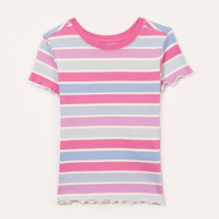 Blusa infantil manga curta listrada colorido
