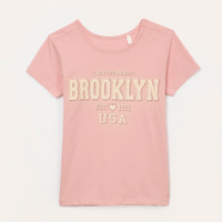Blusa de algodão infantil brooklyn manga curta rosa claro