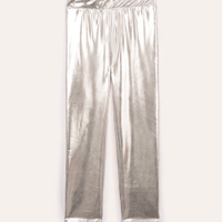 Calça legging infantil metalizada prata