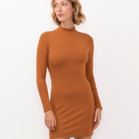 Vestido curto de viscose canelado marrom