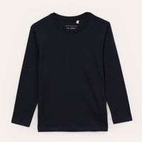 Camiseta infantil de algodão manga longa azul marinho
