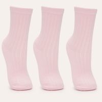Kit de 3 pares de meia canelada juvenil rosa