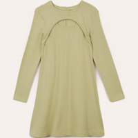 Vestido de algodão infantil canelado cut out verde