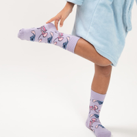 Meia cano alto stitch lilás