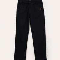 Calça slim de sarja infantil com bolsos chino azul