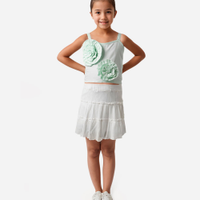 Short saia infantil com lurex listrado off white