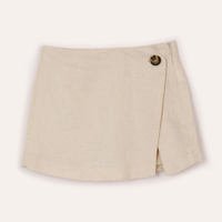 Short saia infantil com linho bege