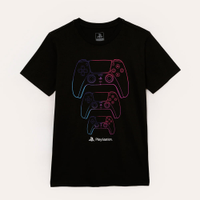 Camiseta de algodão infantil playstation preta