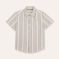 Camisa infantil de algodão listrada - branco