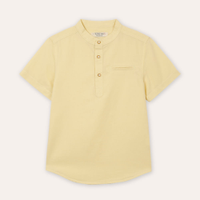Camisa com linho infantil manga curta amarela