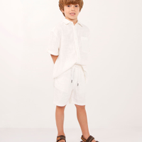 Bermuda infantil de algodão com cordão branca
