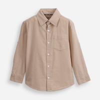 Camisa de algodão infantil com martingale bege
