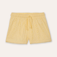 Short infantil de algodão com laise amarelo