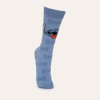 Meia cano longo stitch azul