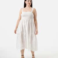 Vestido midi com recortes plus size off white