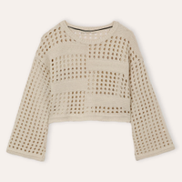 Blusa de tricot infantil manga longa bege
