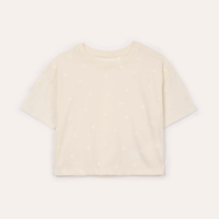 Camiseta infantil manga curta floral off white