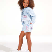 Short jeans infantil stitch azul