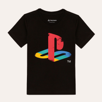 Camiseta de algodão infantil playstation preta