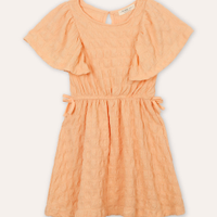 Vestido infantil texturizado laranja